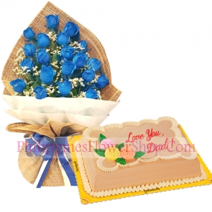 send father's day blue spray roses with mocha cake to philippines