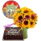 10 pcs sunflower with chocolate cake and balloon to philippines